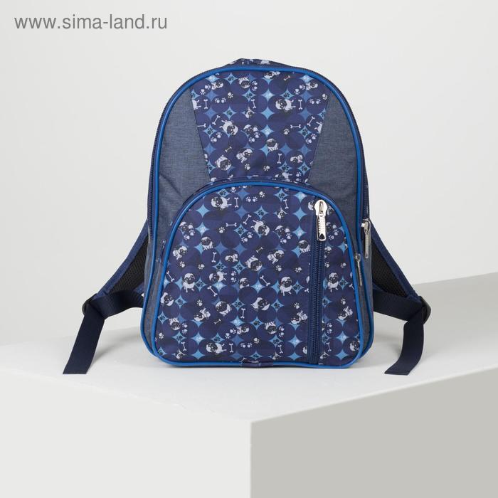 фото Рюкзак школьный, 2 отдела на молниях, 2 наружных кармана, цвет синий tl