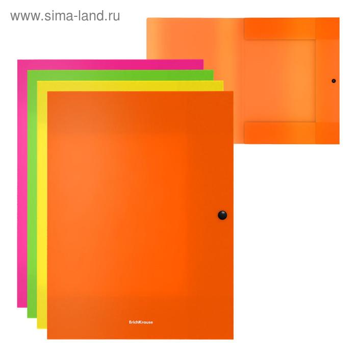 

Папка на кнопке с 3 клапанами А4, ErichKrause Matt Accent, 600 мкм, корешок 8 мм, микс