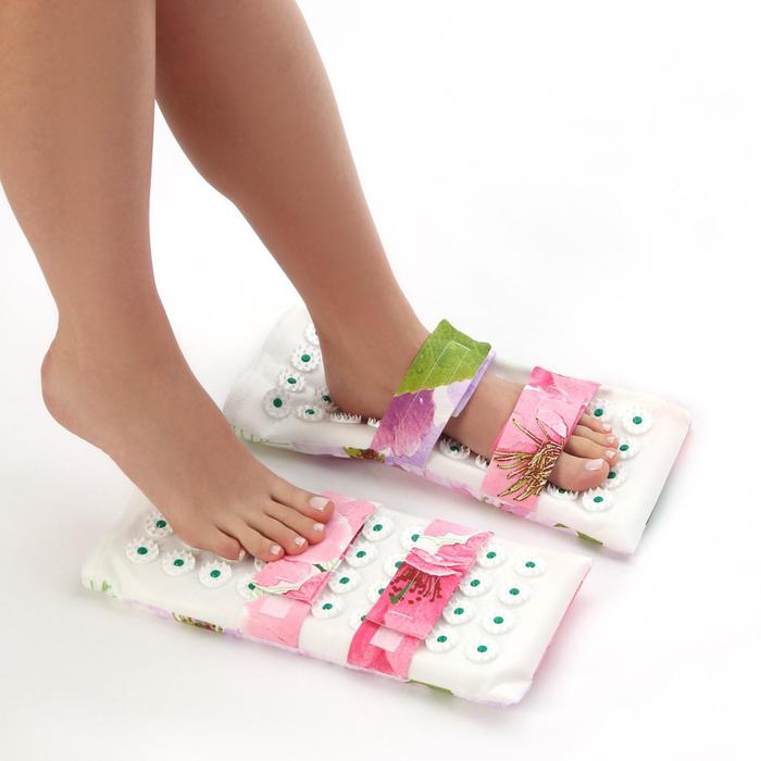 Ипликатор - коврик для ног, мягкий, 14 × 32 см, пара, цвет МИКС