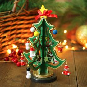 

Сувенир новогодний "Ель на подставке" с золотым контуром, 17 см, в пакете