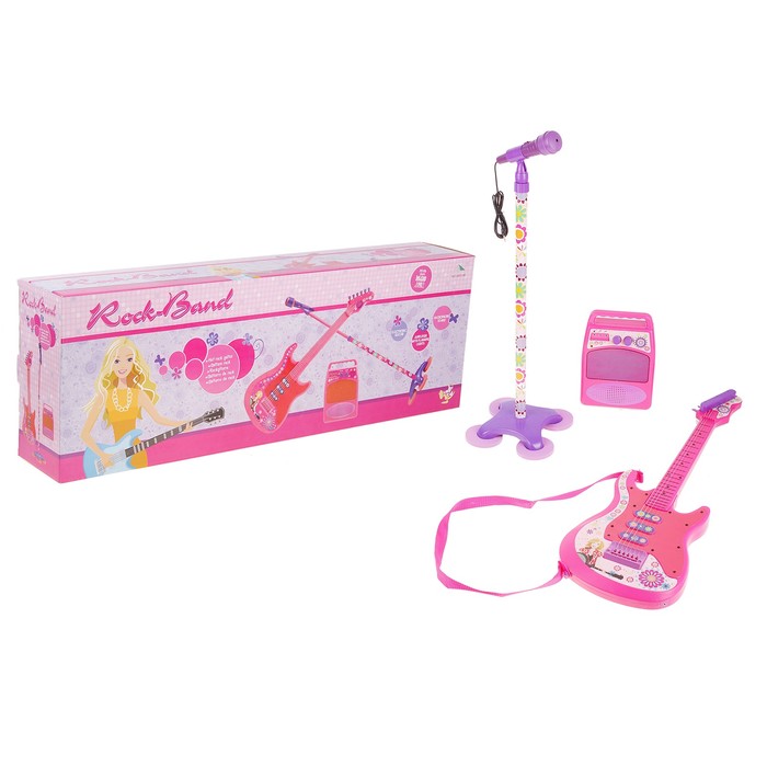 Игрушка музыкальная "Гитара рок звезда" с микрофоном и усилителем, звуковые эффекты