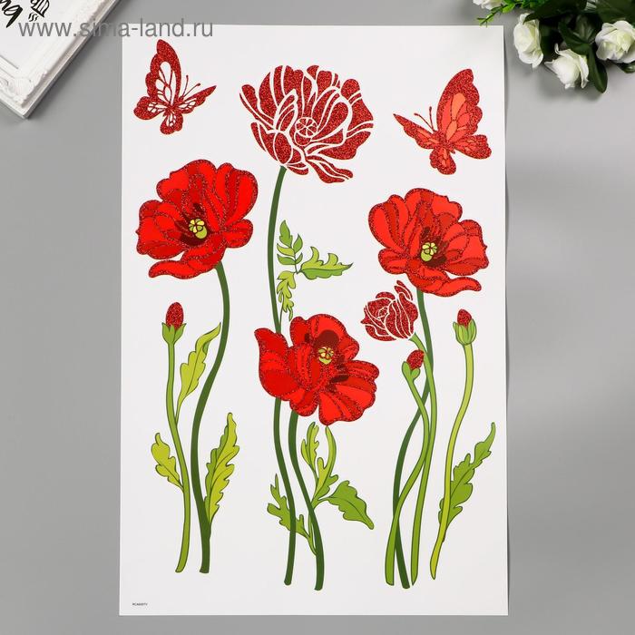 Декоративная наклейки Room Decor Красный маки 32х50,5 см
