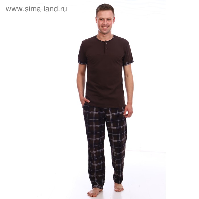Костюм мужской (футболка, брюки), цвет коричневый, размер 48