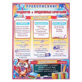 

Плакат "Правописание предлогов и предложных сочетаний" А2