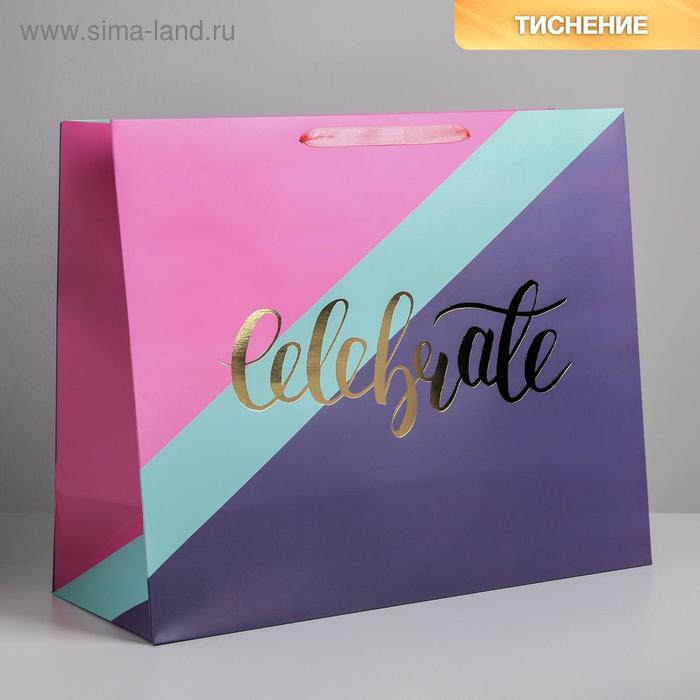 

Пакет подарочный ламинированный, упаковка, «Celebrate», XL 49 х 40 х 19 см