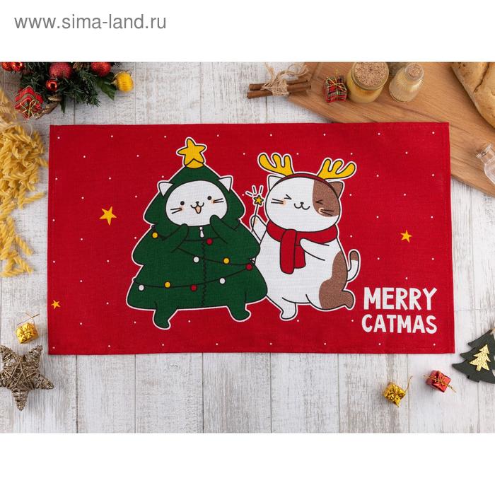 Полотенце Доляна Merry catmas 35х60 см,100% хлопок 160 г/м2