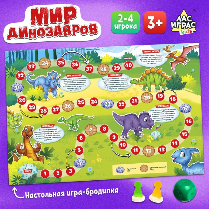 Игра-бродилка «Мир динозавров» настольная игра бродилка эра динозавров