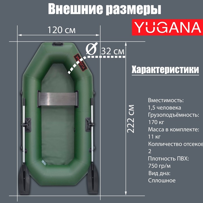 Лодка «Муссон S 222», цвет олива