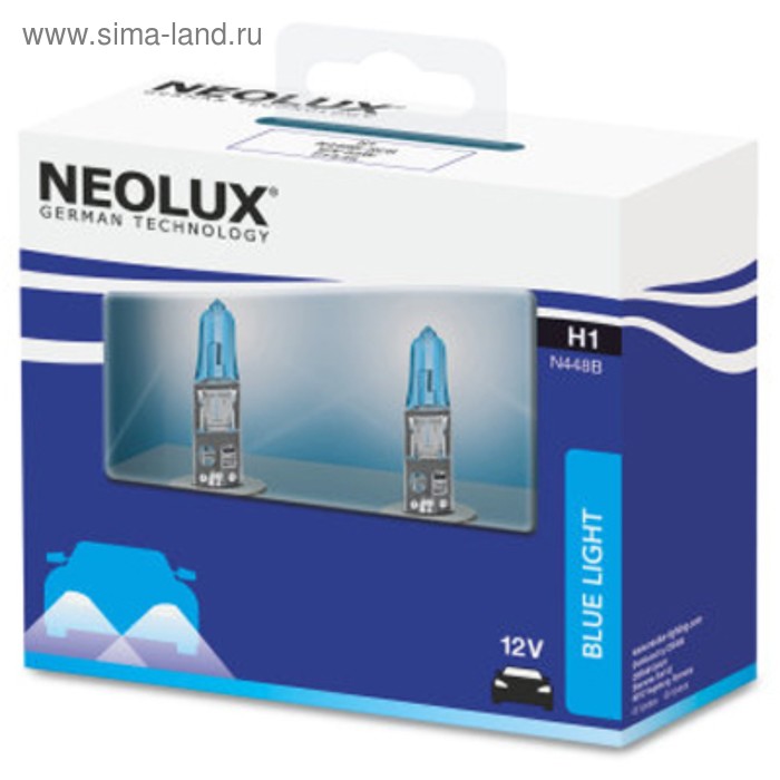 фото Лампа автомобильная neolux h1 12v (55w) blue 4000k, 2 шт, n448b-2scb