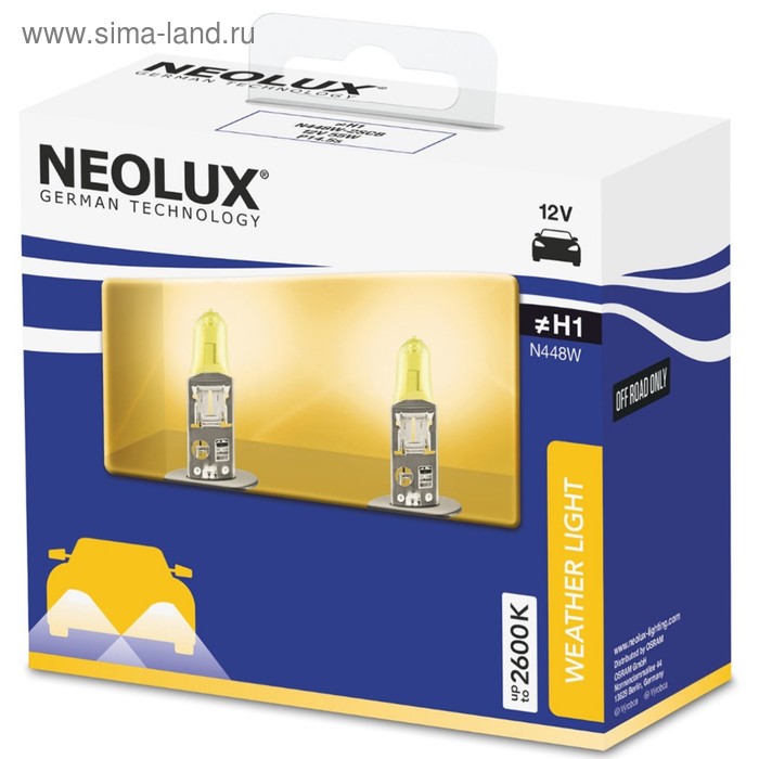 цена Лампа автомобильная Neolux Weather Light 12V H1 55W, 2 шт N448W2SCB