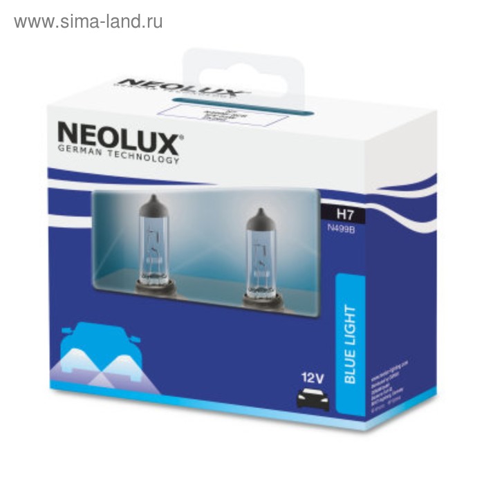 фото Лампа автомобильная 12v h7 55w px26d 4000k neolux blue, 2 шт, n499b-2scb