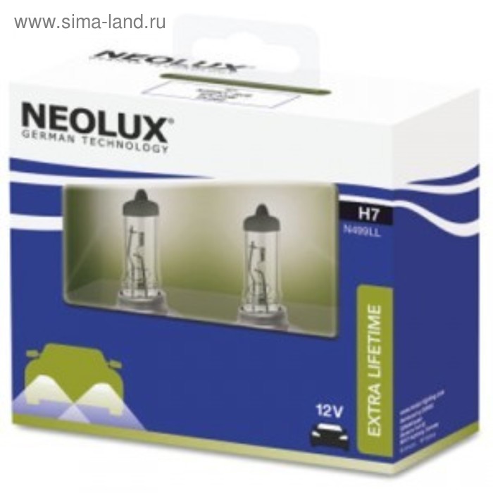 фото Лампа автомобильная 12v h7 55w px26d neolux long life, 2 шт, n499ll-2scb