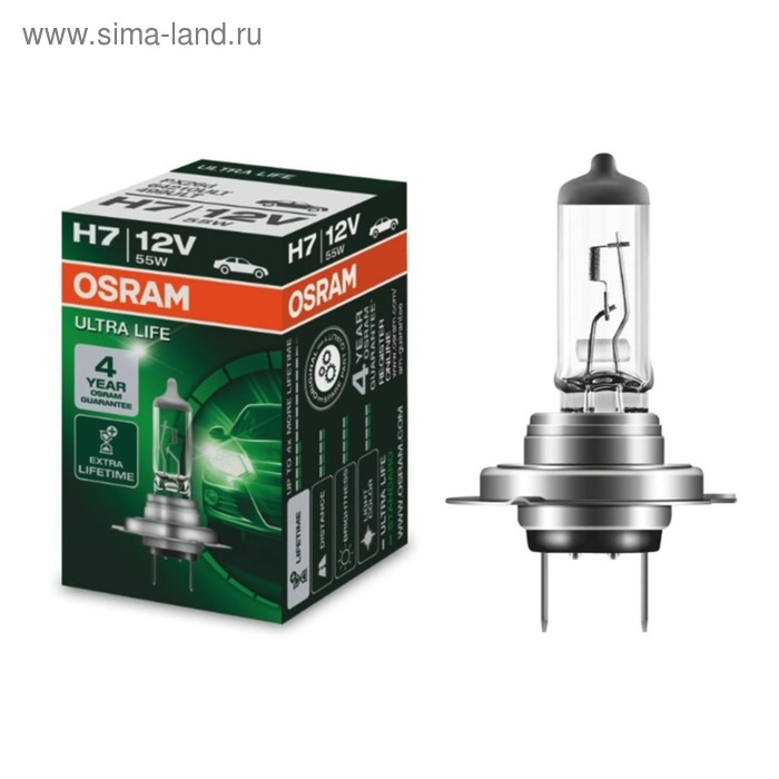 Лампа автомобильная Osram H7 Ultra Life 12V 55W, 64210ULT цена и фото
