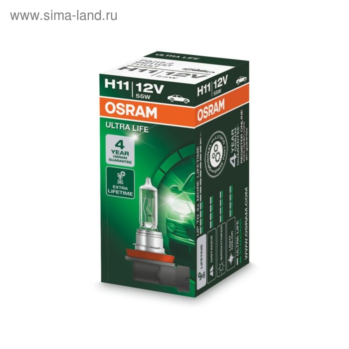 Лампа автомобильная Osram H11 55 PGJ19-2 ULTRA LIFE 12V, 64211ULT автомобильная led лампа dled h11 c6 original 12v 6500k в наборе 2 шт