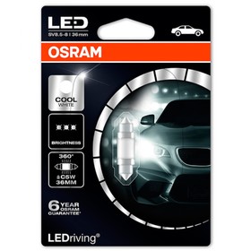 

Лампа светодиодная Cool White Osram 12V C5W SV8.5-8 36мм 6000К, блистер, 6498CW01B