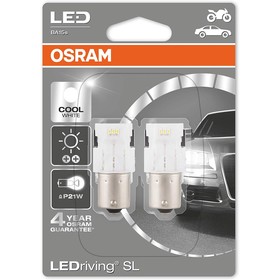 

Лампа светодиодная Osram P21W BA15s LED STANDART COOL WHITE 6000К блистер, 2 шт, 12V 7458CW-02B