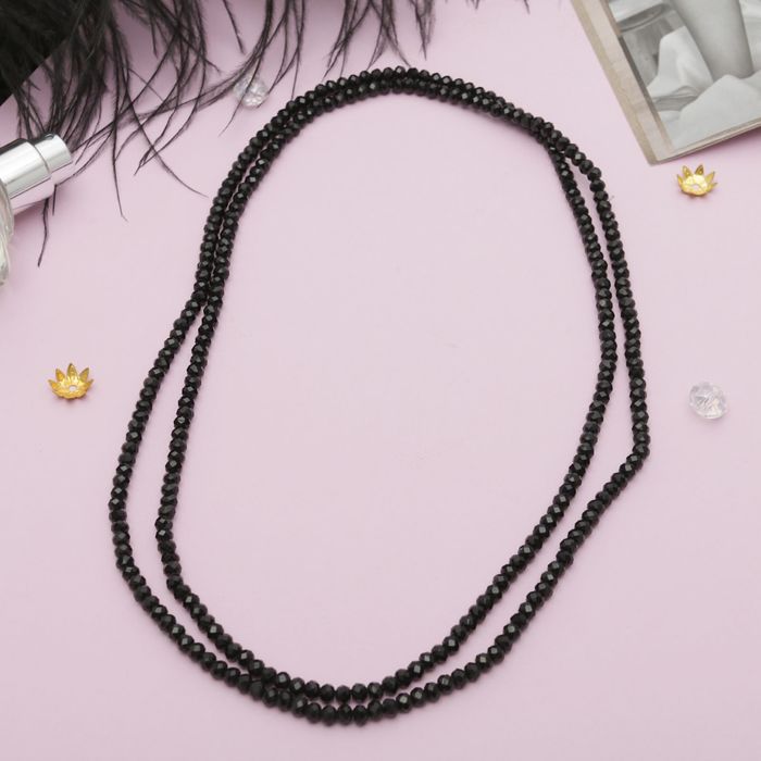 Бусы "Хрусталь" на резинке, цвет чёрный, 100см