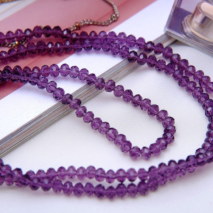 Бусы "Хрусталь" на резинке, цвет фиолетовый, 100см