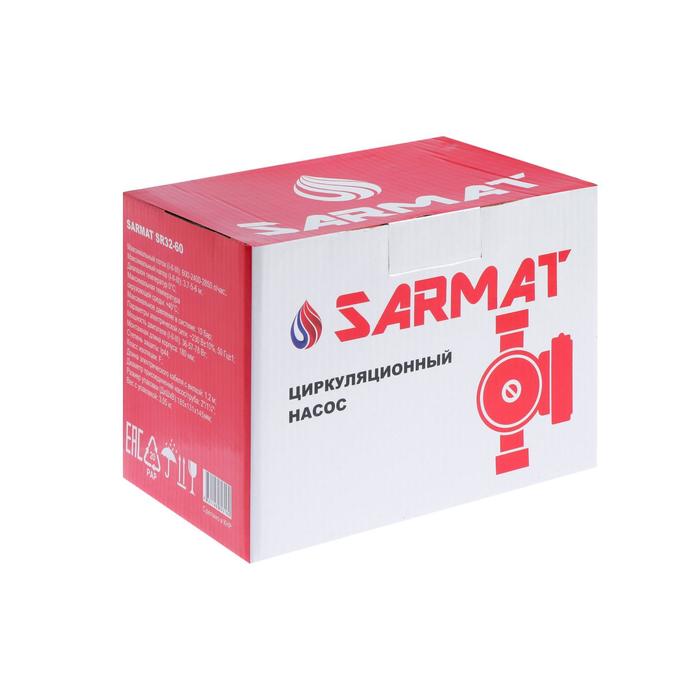 Насос циркуляционный SARMAT SR 32-60, напор 6 м, 72 л/мин, кабель 1.2 м, 36/57/78 Вт