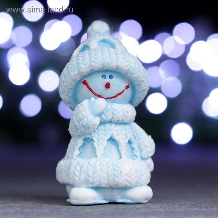 Фигурное мыло Снеговик белый, 90гр, 4,5х4,5х9,5см фигурное мыло конек ажурный синий 90гр 9х8х2см