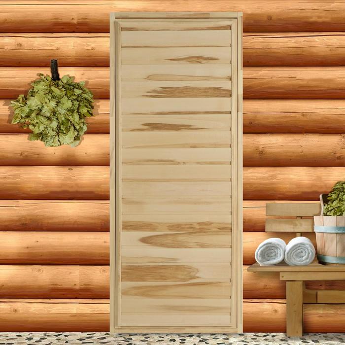 Дверь для бани и сауны "Эконом", усиленная, 170×70см коробка 7см ЛИПА