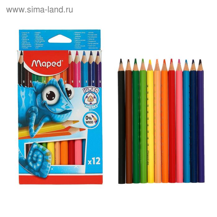 

Карандаши 12 цветов Maped Pulse Jumbo, пластиковые, европодвес