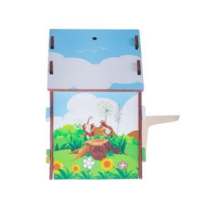 

Скворечник деревянный "Белочка и зайчик", с цветным рисунком, 19.5×13×19 см