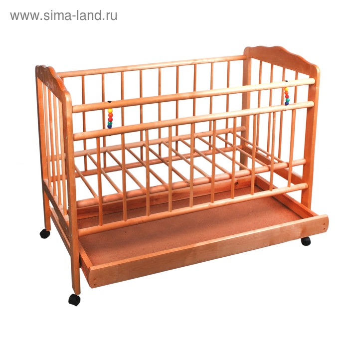 Детская кроватка «Женечка-2» на колёсах, с ящиком, цвет орех