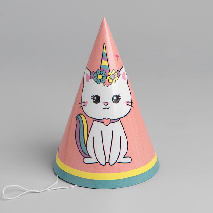Колпак бумажный Радужная кошка