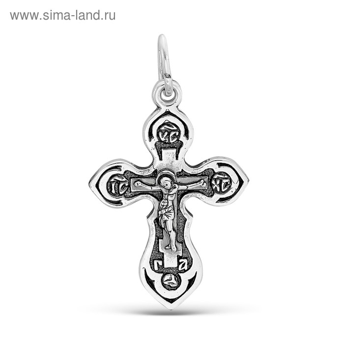 Крест нательный «Православный» округлый, посеребрение с оксидированием