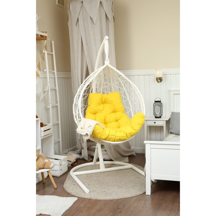 Подвесное кресло «Бароло», капля, цвет белый, подушка жёлтая, стойка подвесное кресло кокон капля зелёная подушка стойка