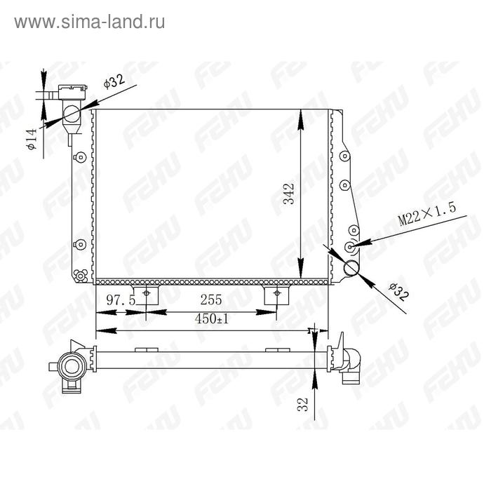 

Радиатор охлаждения (сборный) VAZ 2105, 2107 Fehu FRC1496m