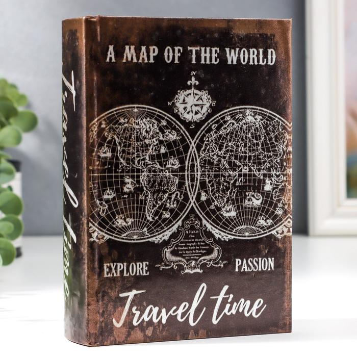 

Шкатулка-книга дерево кожзам перламутр "Карта мира" 16х11х4,5 см