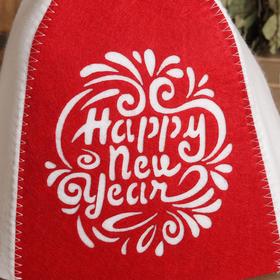

Шапка банная с аппликацией "Happy new year", в ассорт.