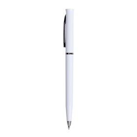 Ручка шариковая, поворотная, под логотип, белая матовая с серебристой вставкой, стержень синий 0.5 мм от Сима-ленд
