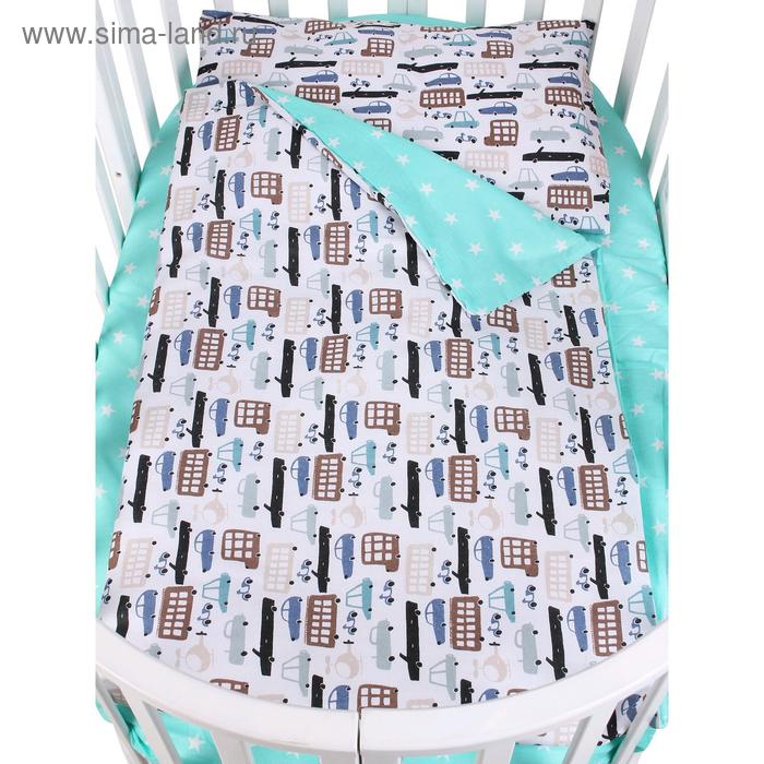 

Постельное бельё детское, размер 75х125 см, 112х147 см, 40х60 см, принт трасса, бязь