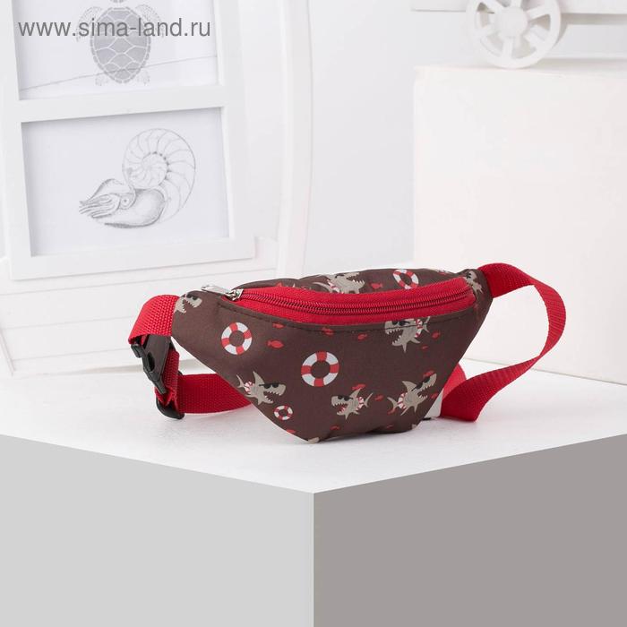 фото Сумка детская поясная, отдел на молнии, цвет красный зфтс