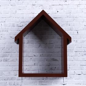 

Ключница-полка Домик средняя, 3 крючка, коричневая 29,5*25*10