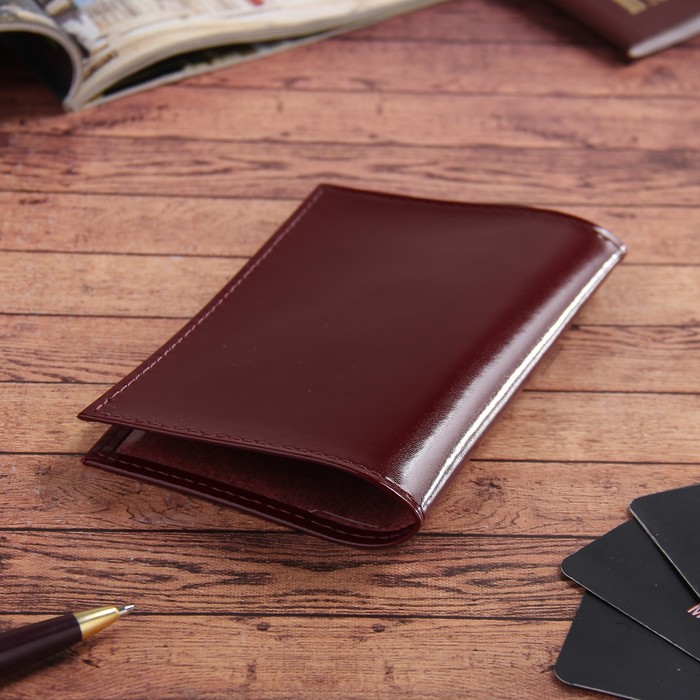 Обложка для военного билета, бордовый глянцевый