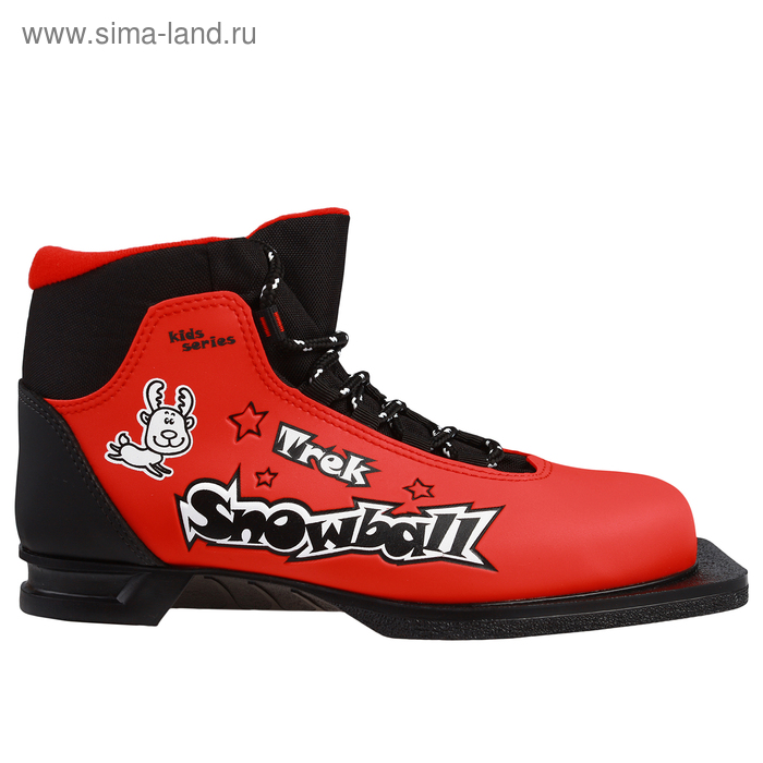 фото Ботинки лыжные trek snowball nn75 ик, цвет красный, лого чёрный, размер 32
