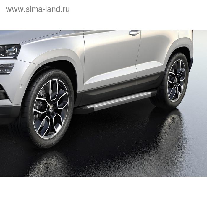 фото Пороги на автомобиль "silver" rival для skoda karoq 2020-н.в., 180 см, 2 шт., алюминий, f180al.5103.1