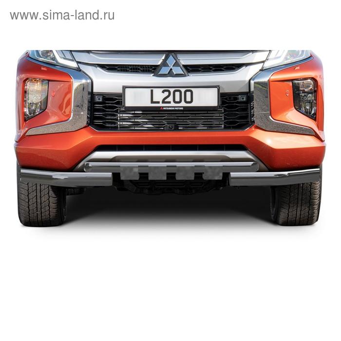 

Защита переднего бампера d76+d57 с профильной защитой картера, RIVAL, Mitsubishi L200 2019-н.в., с крепежом, R.4016.003