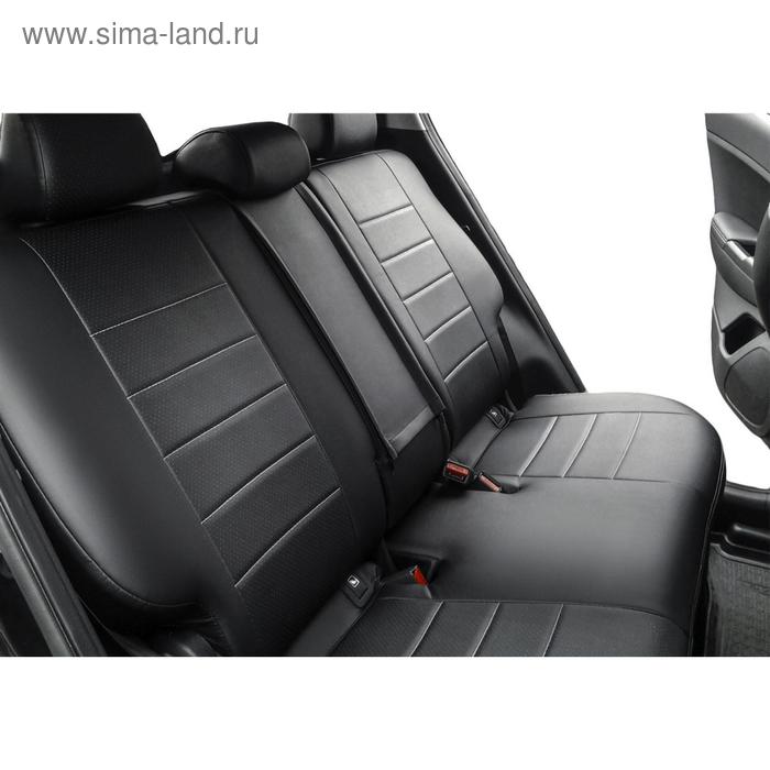 

Авточехлы Rival Строчка, задняя спинка раздельная 40/60, Toyota Camry XV70 седан 2018-н.в., эко-кожа, черные, SC.5710.1