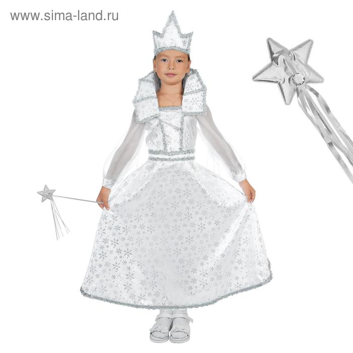 фото Карнавальный костюм «снежная королева», платье, корона, жезл, р. 32, рост 122-128 см страна карнавалия