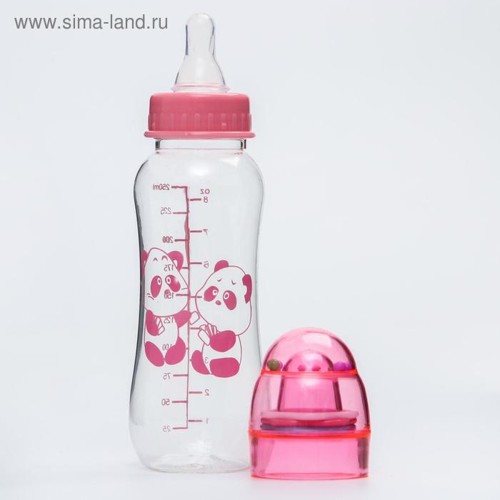 

Бутылочка для кормления, крышка-погремушка, 225 мл., цвет розовый