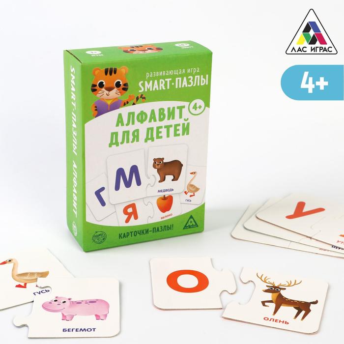 Настольная игра «Smart-пазлы. Алфавит для детей», 30 карточек развивающая игра smart пазлы читаем по слогам 30 карточек