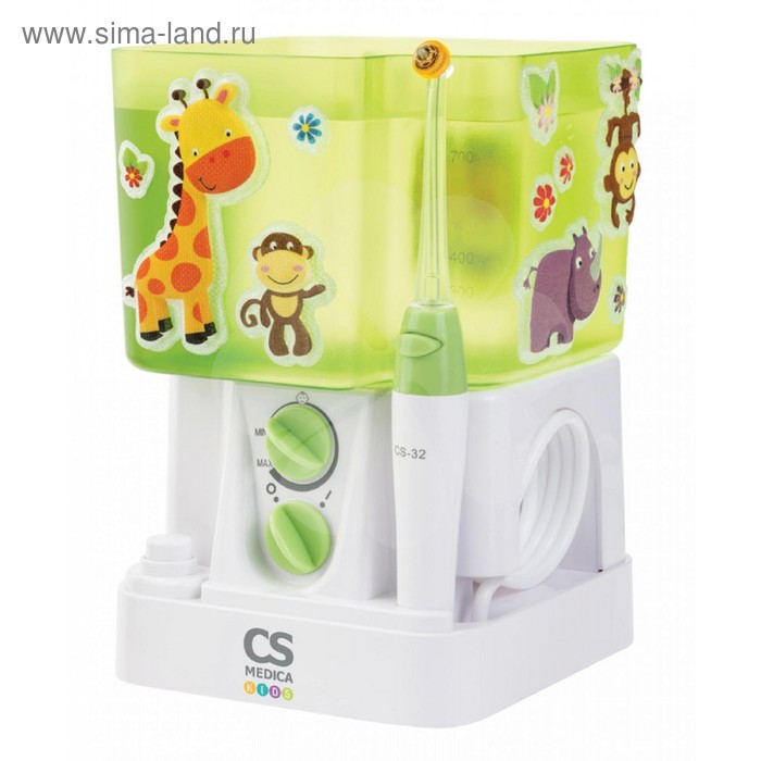 Ирригатор CS Medica KIDS CS-32, стационарный, 850 мл, 2 режима, 7 насадок, от сети, рисунок