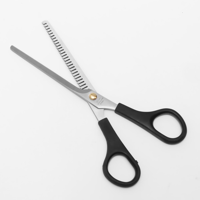 Ножницы парикмахерские, филировочные, с упором, лезвие — 7,5 см, цвет чёрный, ЕC-040