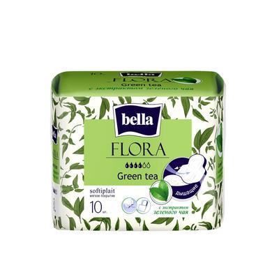Прокладки женские гигиенические bella FLORA Green tea с экстрактом зеленого чая 10 шт. - Фото 1