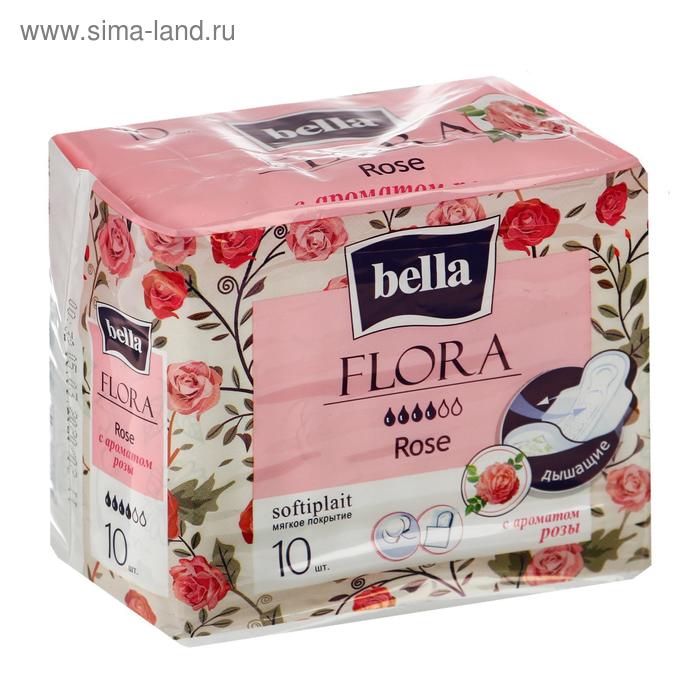 фото Прокладки женские гигиенические bella flora rose с ароматом розы 10 шт.